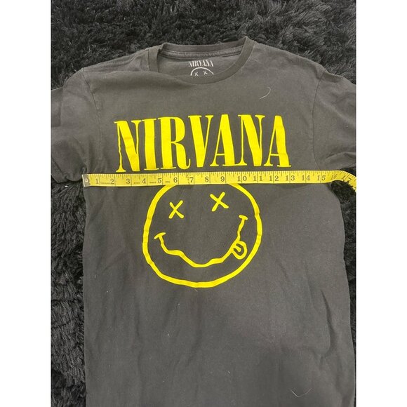 Nirvana Smiley Face Black T-Shirt Small 100% Cotton Band Merch Unisex Vintage - Picture 5 of 6